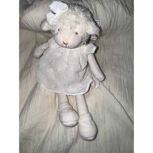 Bukowski bears white girl lamb with Swiss dot dress and hair bow new with tags